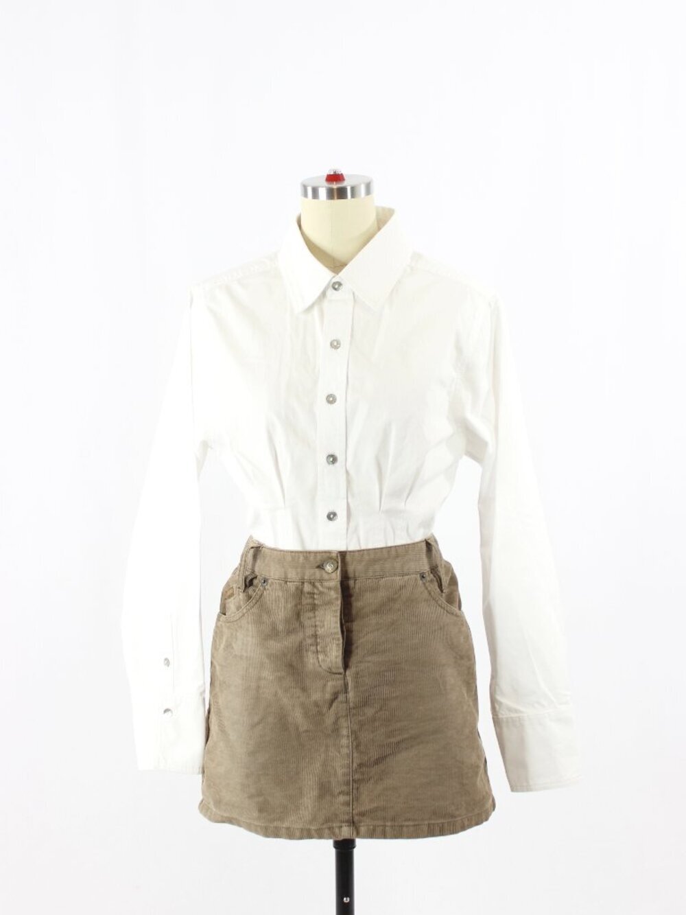Vintage D&G DOLCE&GABBANA Taupe Brown 100% Cotton Corduroy Mini Skirt, Size 42/M